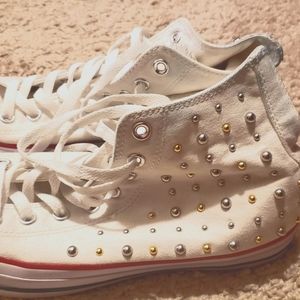 Converse White Studded High Tops